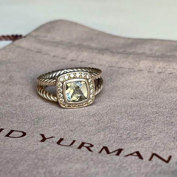 David Yurman Petite Albion® Ring with Prasiolite and Diamonds, sz 6.5 - Picture 2 of 10